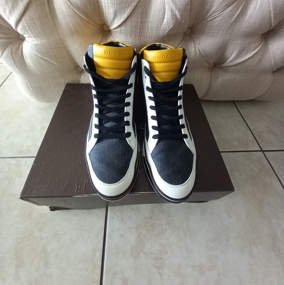 Gucci Supreme Monogram Limited Edition High Top Sneakers SZ 9G Code 3921… - Picture 6 of 16